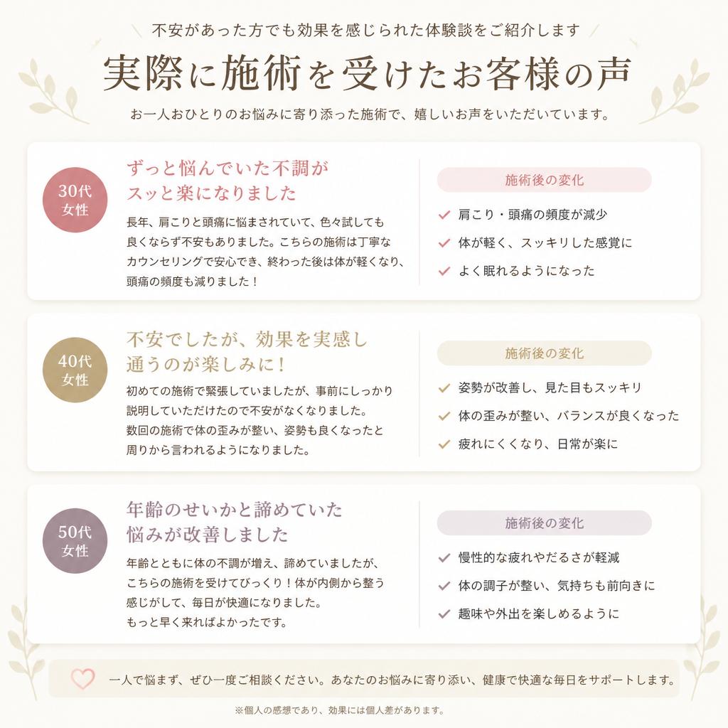 お客様の体験談