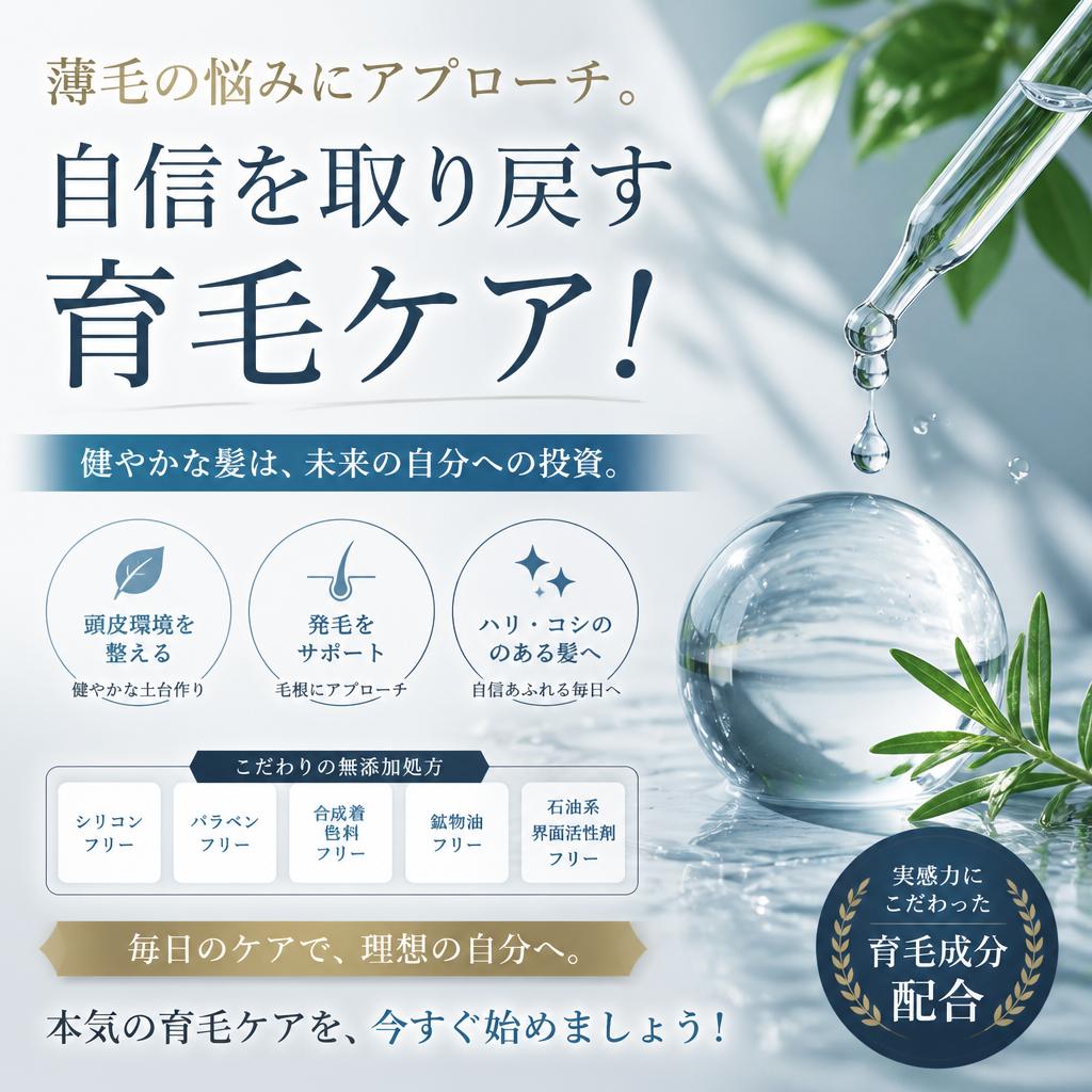 薄毛の悩みにアプローチ。自信を取り戻す育毛ケア！
