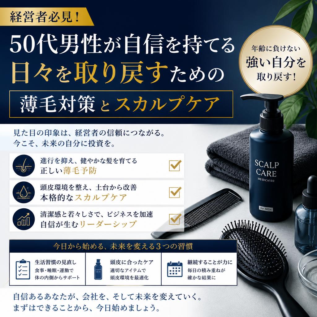 経営者必見！50代男性が自信を持てる日々を取り戻すための薄毛対策とスカルプケア
