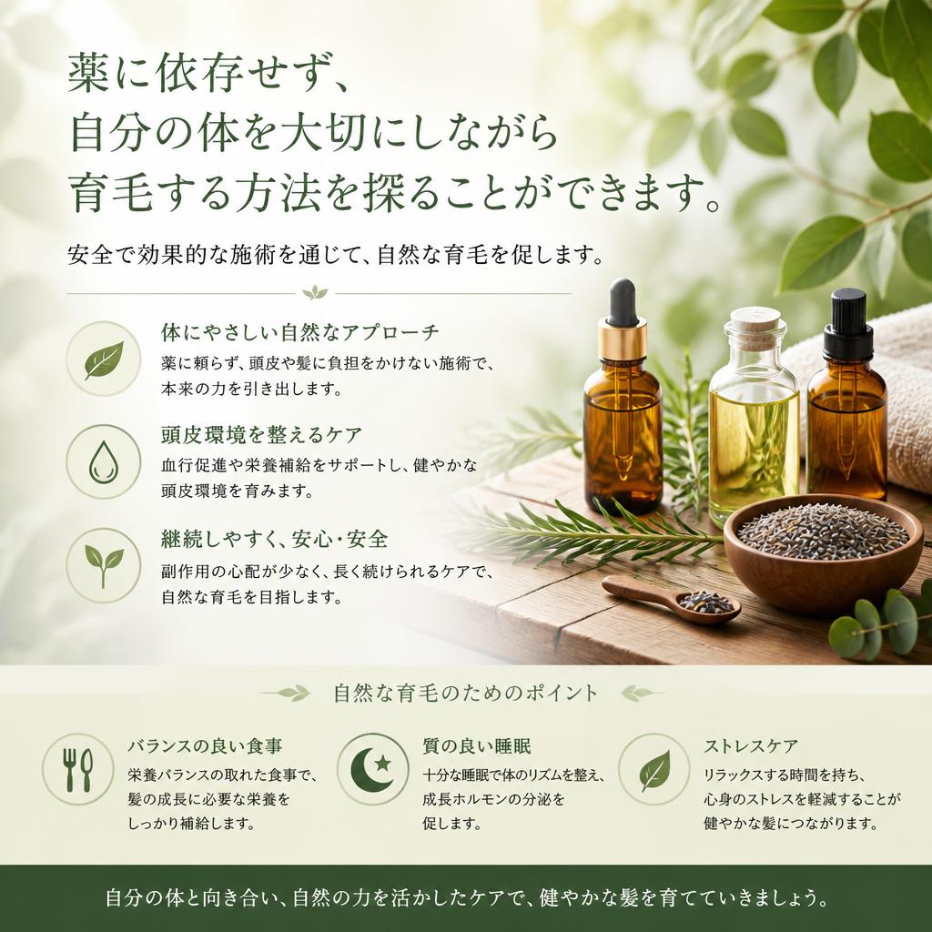 薬に頼らない育毛法のメリット